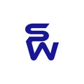 Letter sw simple linked lines art logo vector Royalty Free Stock Photo