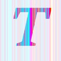 Letter t of the alphabet made with stripes with colors purple, pink, blue, yellow Royalty Free Stock Photo