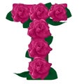 Letter T cute flower illustration