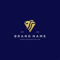 Letter T diamond gold logo design Royalty Free Stock Photo