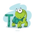 Letter T with funny Tortoise Royalty Free Stock Photo