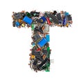 Letter T made of electronic components Royalty Free Stock Photo
