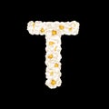 The letter T made up of airy popcorn. Vector illustration Royalty Free Stock Photo