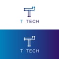 Letter T Molecule Logo, Bio tech Connect Dots Science Technology Logo Design Vector Royalty Free Stock Photo