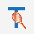 Letter T Padel Tennis Logo. Padel Racket Logo Design. Beach Table Tennis Club Symbol