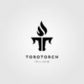 Letter t torch and toro bull logo vector illustration design