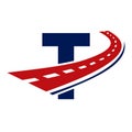 Letter T Transport Logo. T Letter Road Logo Design Transportation Sign Symbol Royalty Free Stock Photo