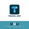 Letter T Travel Agency logo design inspiration, vector illustration letter T with plane silhouette template Royalty Free Stock Photo