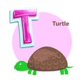 Letter T for Turtle cartoon alphabet for children