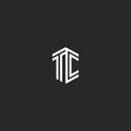 Letter TC logo monogram isometric elegant minimal linear stylish design element, two initials letters T and C emblem