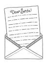 Letter template with an envelope for Santa. Vector abstract coloring page for adults. Page for coloring book and