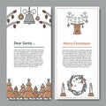 Letter Template for Santa or Christmas mail. Blank Letterhead with Space for Text and illustrations of Bell, Cone Royalty Free Stock Photo