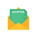 Letter with text accepted. Email with accepted header. Confirmation email message.