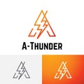 A Letter Thunder Storm Power Energy Electricity Line Logo