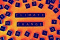 Climate change tile letters background Royalty Free Stock Photo