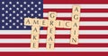 Letter Tiles Make America Great Again With US Flag, 3d illustration