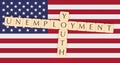Letter Tiles Youth Unemployment On US Flag, 3d illustration Royalty Free Stock Photo