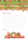 Letter to Santa from child printable template. Christmas wishlist blank isolated design. Vector groovy retro cartoon Royalty Free Stock Photo