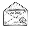 letter to santa claus in envelope sketch raster