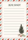 Letter to Santa Claus template for kids. Christmas wishlist for children. Dear Santa printable Royalty Free Stock Photo