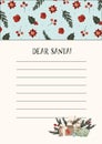 Letter to Santa Claus template for kids. Christmas wishlist for children. Dear Santa printable Royalty Free Stock Photo