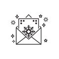 Letter to Santa line icon. Envelope, wish, post. Christmasconcept