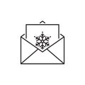 Letter to Santa line icon. Envelope, wish, post. Christmasconcept