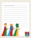 Letter to the Three Wise Men from the East. Text in Spanish dear Three Wise Men Royalty Free Stock Photo