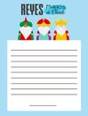 Letter to the three wise men. Text in Spanish Three Wise Men from the East Royalty Free Stock Photo