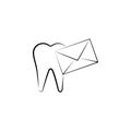 letter, tooth, send icon. Element of dantist for mobile concept and web apps illustration. Hand drawn icon for website design and Royalty Free Stock Photo