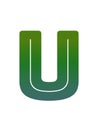 Letter U of the alphabet made with green gradient