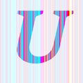 Letter U of the alphabet made with stripes with colors purple, pink, blue, yellow Royalty Free Stock Photo