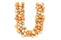 Letter U from chicken eggs, 3D rendering