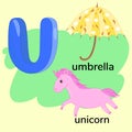 Letter u in children alphabet. Vector graphics Royalty Free Stock Photo