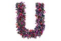 Letter U from colored lipsticks, 3D rendering