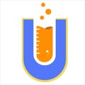 Letter u combining with chemical bottle Logo. laboratory logo vector. Suitable for labs logo, Medical science and scientist commun