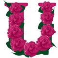 Letter U cute flower illustration