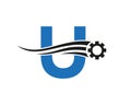 Letter U Gear Cogwheel Logo. Automotive Industrial Icon, Gear Logo, Car Repair Symbol