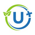 Letter U Healthcare Logo. Doctor Logo on Alphabet U Sign. Medical Pharmacy Plus Symbol Design