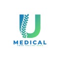 Letter U with Icon Spine Logo. Usable for Business, Science, Healthcare, Medical, Hospital and Nature Logos