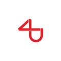 Letter 4u  infinity lines geometric logo vector Royalty Free Stock Photo