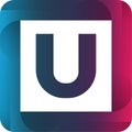 letter u logo design template with colorful style logo concept with retro futurism style