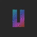 Letter U logo initial monogram stains paint waves pattern, bright trendy gradient smooth curves identity emblem