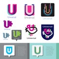 Letter U logo. Template letter U. Universal logo icons.