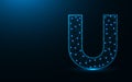 Letter U low poly design, alphabet abstract geometric image