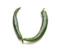 Letter U made from green chili peppers and salad alphabetic ABC letter