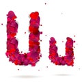 Letter u made from hearts. Love alphabet