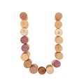 The letter `U` is made of wine corks. Isolated on white background Royalty Free Stock Photo