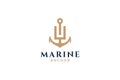 QLetter U monogram, Anchor logotype. Logo of yacht club, maritime emblem