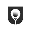 Letter U Padel Racket Logo Design Vector Template. Beach Table Tennis Club Symbol